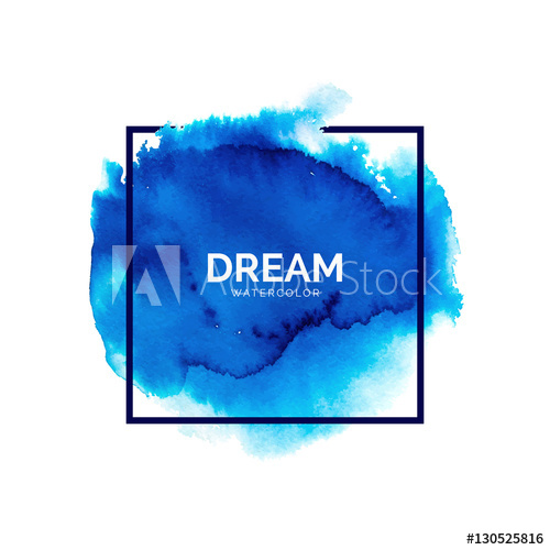 500x500 Abstract Blue Watercolor Splash With Square Frame, Hand Painted - Watercolor Square