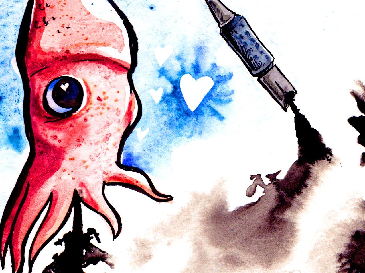 1280x960 Love At First Sight The Squid Amp Ink - Watercolor Squid