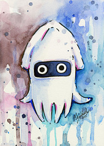 214x300 Squid Paintings Fine Art America - Watercolor Squid