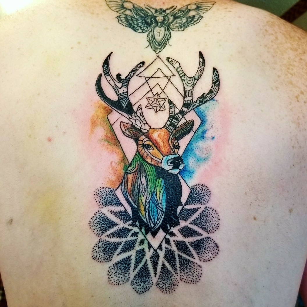 1056x1056 Illuminati Tattoo Parlour Watercolor Stag Tattoodo - Watercolor Stag
