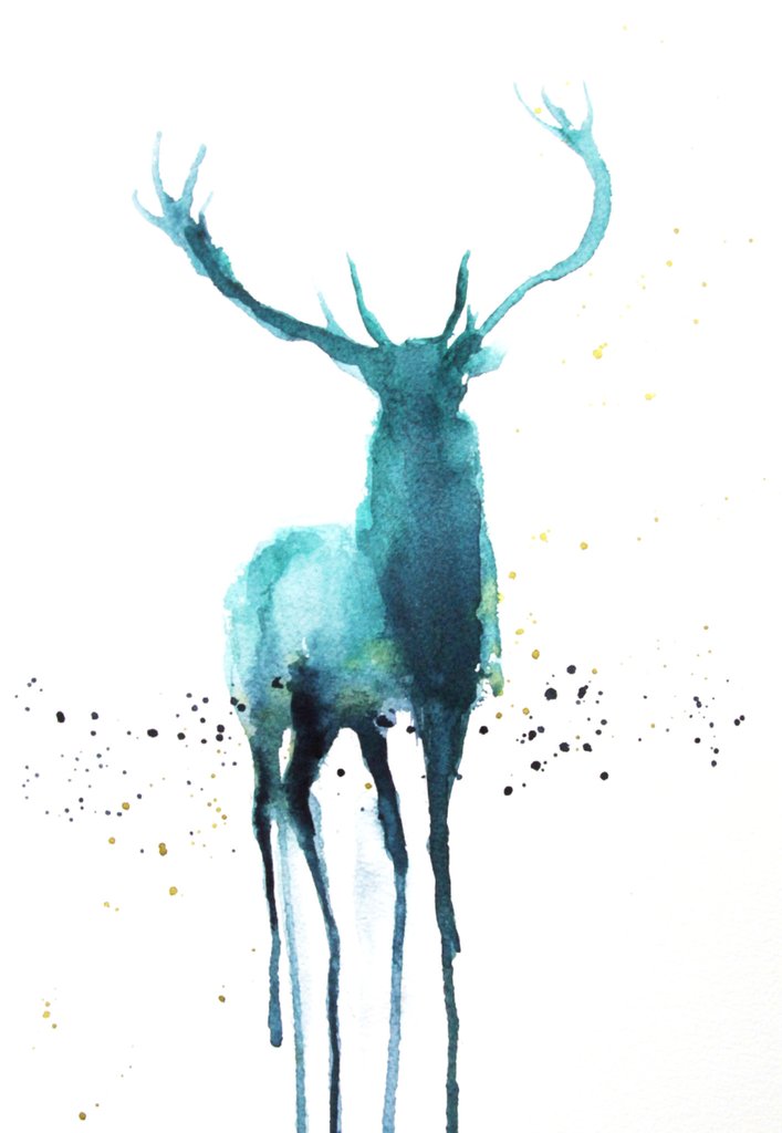 707x1024 Signed Print Stag - Watercolor Stag
