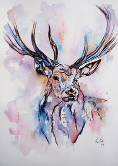 236x333 32 Best Watercolor Deer Images In 2018 Watercolor - Watercolor Stag