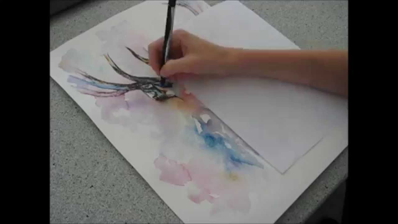 1280x720 Watercolor Deer - Watercolor Stag