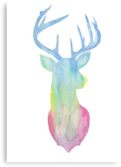 399x550 Watercolor Stag Canvas Prints By Lizswezey Redbubble - Watercolor Stag