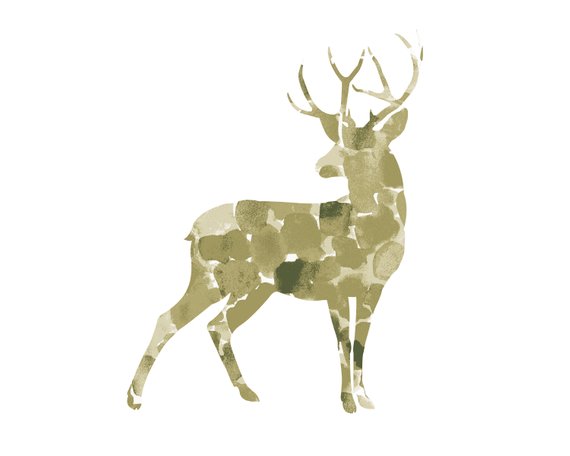 570x456 Watercolor Stag Print Etsy - Watercolor Stag