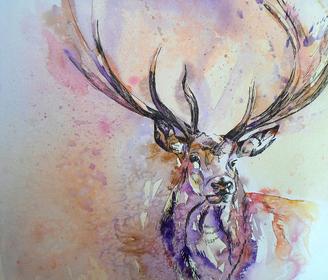 640x547 Stag2 Body Art Watercolor, Tattoo And Tatting - Watercolor Stag