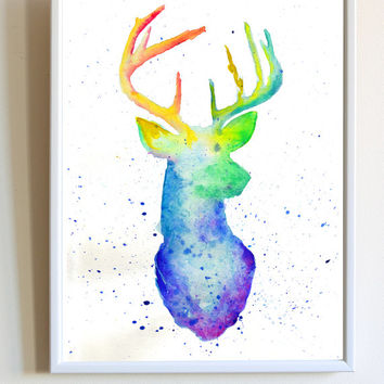 354x354 Best Stag Head Print Products On Wanelo - Watercolor Stag