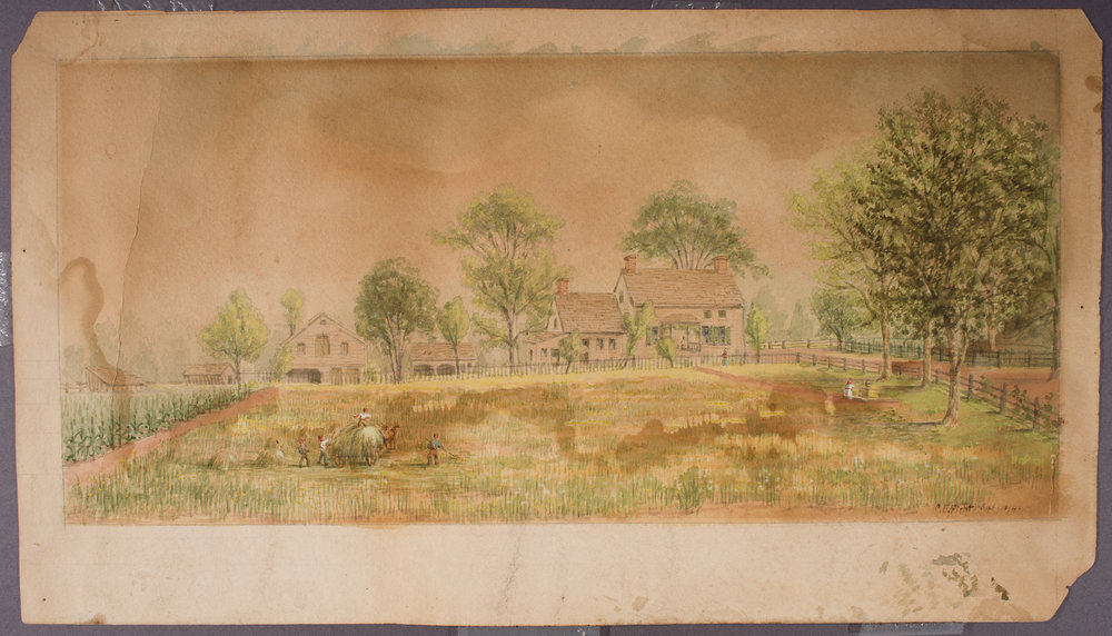 1000x572 Stained Watercolor Of Farm Art Conservation Studio - Watercolor Stained Paper