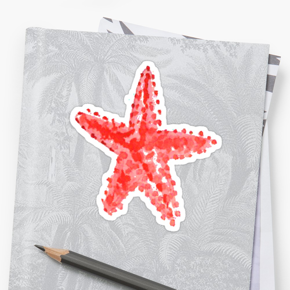 1000x1000 Red Starfish Watercolor Stickers By Julli Redbubble - Watercolor Starfish