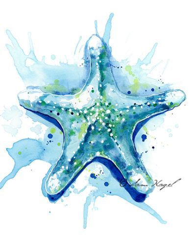 400x500 Starfish Watercolor Painting Art Starfish - Watercolor Starfish