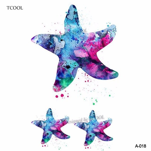 640x640 Tcool Watercolor Starfish Temporary Tattoo Sticker For Women - Watercolor Starfish