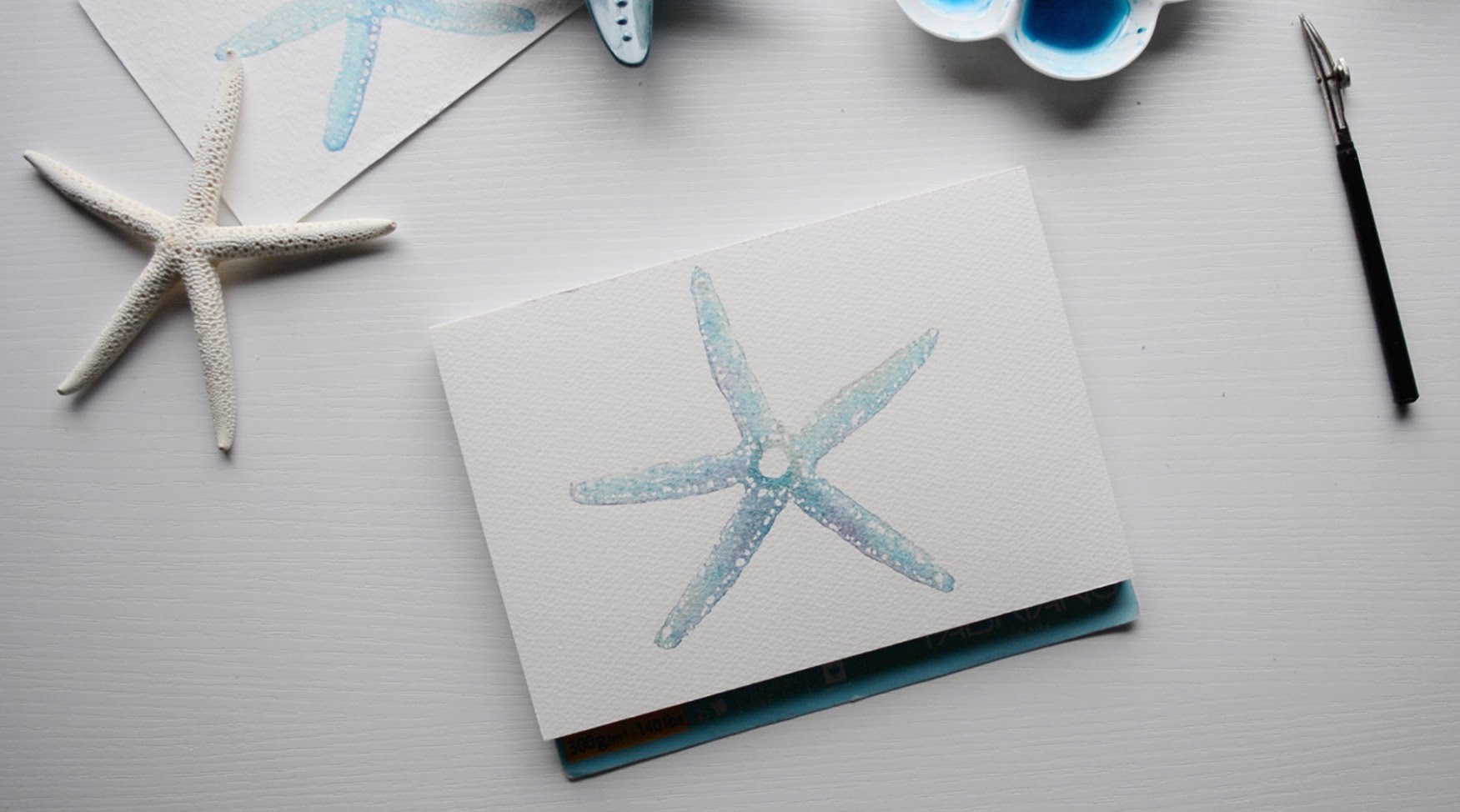 1751x974 Blue Starfish - Watercolor Starfish