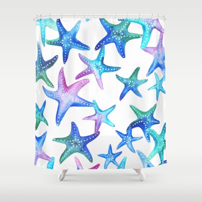 700x700 Watercolor Starfish Shower Curtain By Beckystarsmore Society6 - Watercolor Starfish
