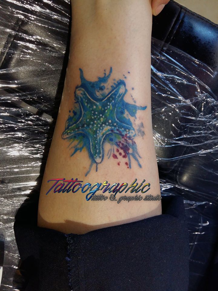 720x960 Deniz Yldz By Tattoographic - Watercolor Starfish Tattoo