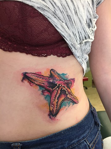360x480 Kristina Bennett Tattoos And Fine Ish Art - Watercolor Starfish Tattoo