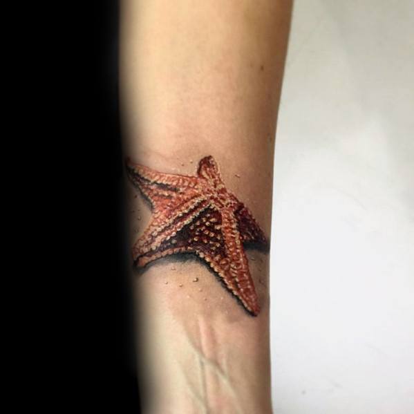 599x599 40 Starfish Tattoos For Men Sea Creature Design Ideas - Watercolor Starfish Tattoo