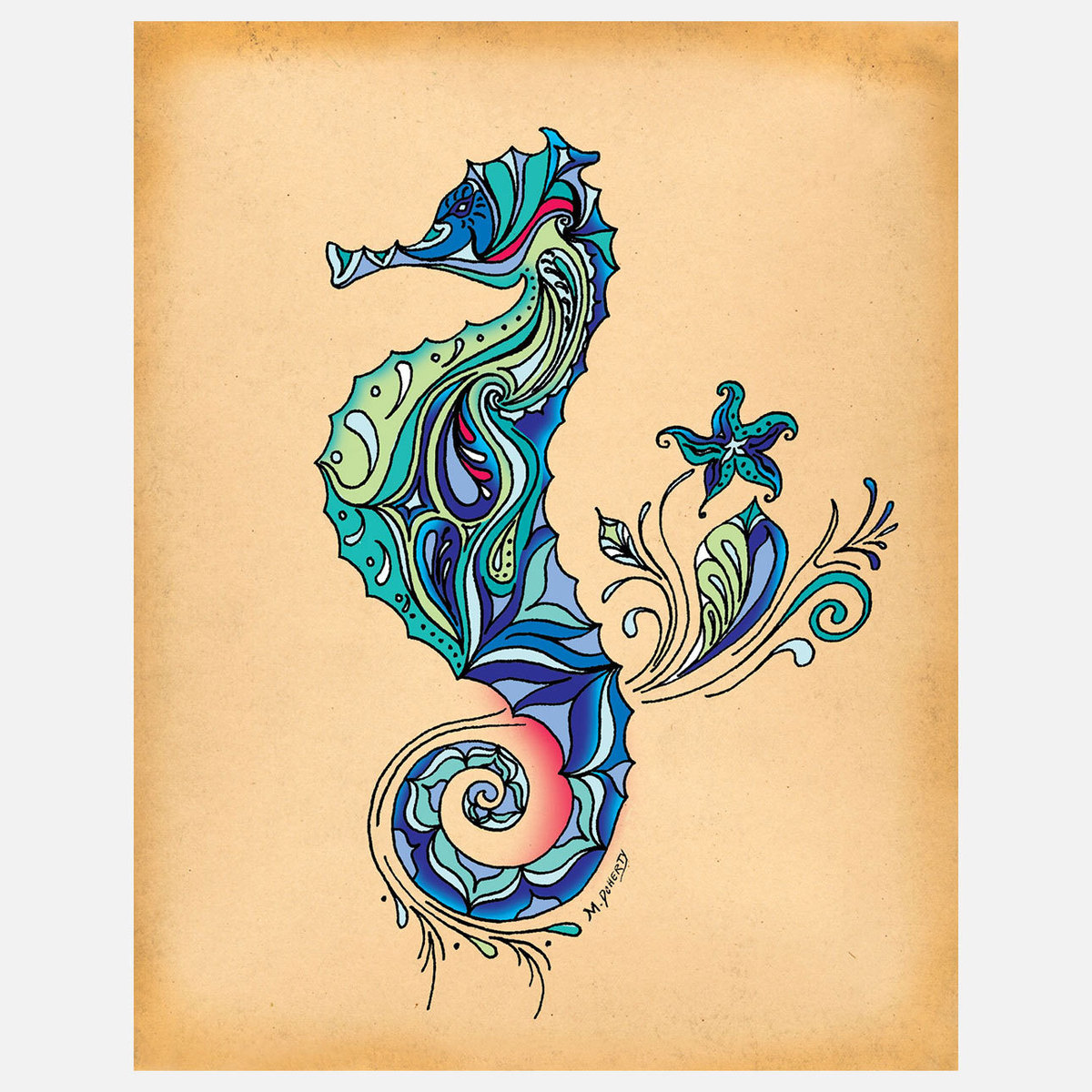 1200x1200 Sea Creature Sea Horse Tattoo Designs And Pictures - Watercolor Starfish Tattoo