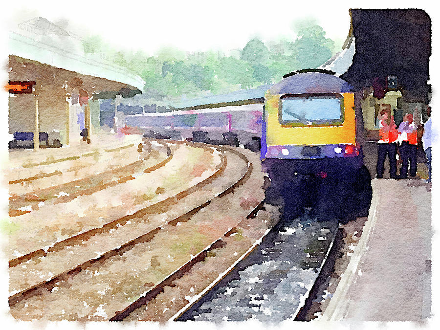 900x675 Watercolor Painting Of Train Arriving At A Station Photograph By - Watercolor Station