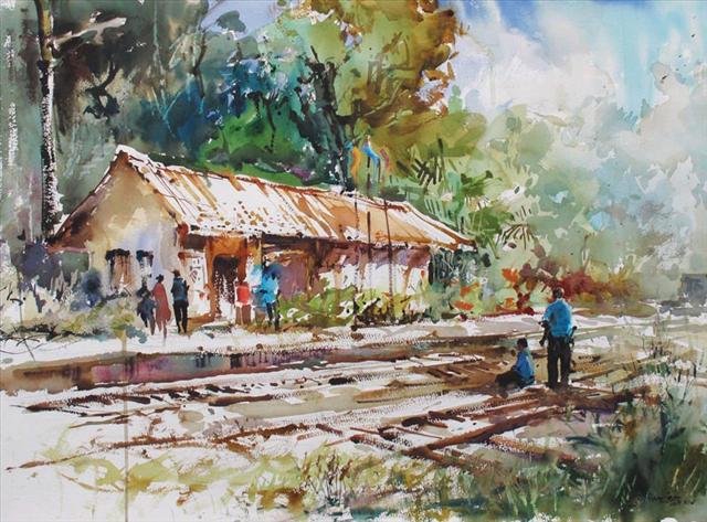 640x473 Railway Station Watercolor Paintings Lam - Watercolor Station