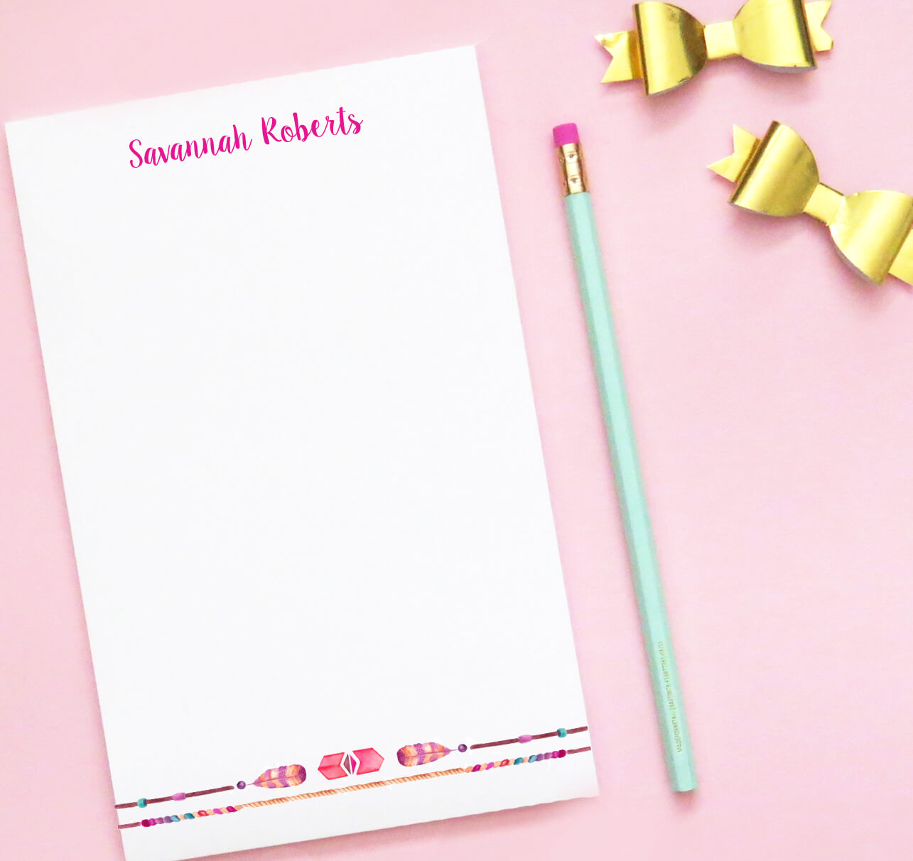 1285x1212 Personalized Bohemian Rustic Stationery, Watercolor Arrow Notepad - Watercolor Stationery