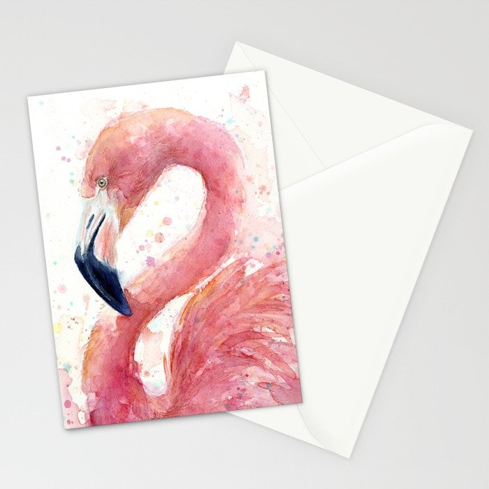 700x700 Pink Flamingo Watercolor Stationery Cards By Olechka Society6 - Watercolor Stationery
