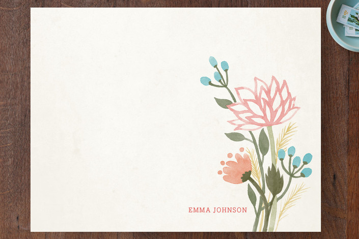705x470 Watercolor Lotus Personalized Stationery By Four Wet Feet Studio - Watercolor Stationery