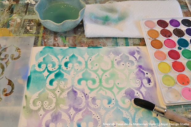 620x413 Paint Watercolor Wall Art With Stencils Paint + Pattern - Watercolor Stencil