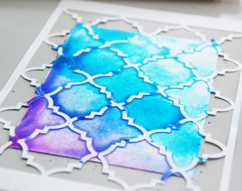 800x631 Stenciled Watercolor Winter Card - Watercolor Stencil