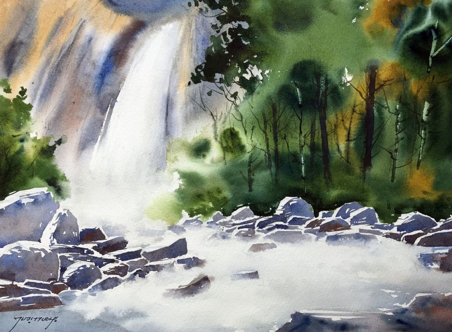 922x677 Paint A Waterfall In Watercolor ~ Step By Step ~ - Watercolor Step By Step