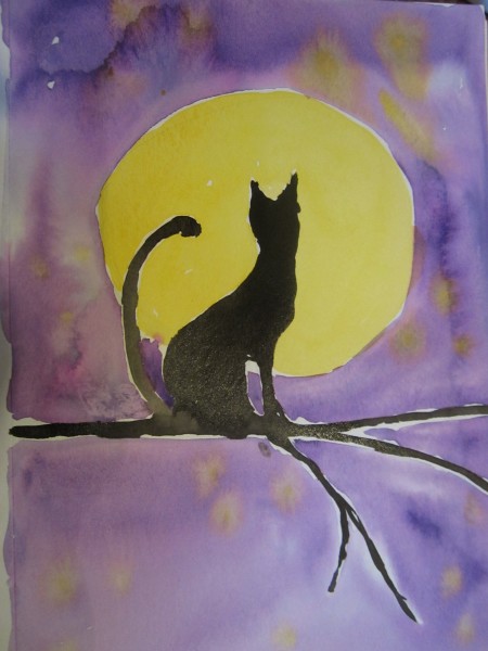 450x600 Watercolors! Adult Step By Step! Halloween Cat! Artique - Watercolor Step By Step