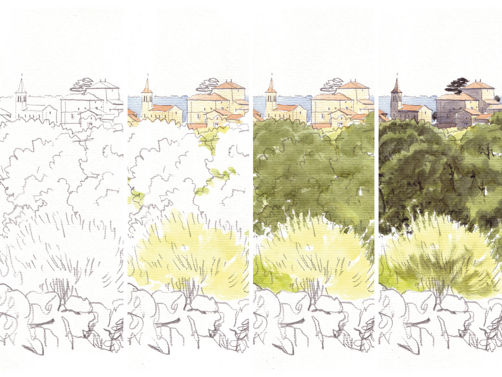 1024x770 Watercolor Step By Step Watercolor Tutorial Printed - Watercolor Step By Step