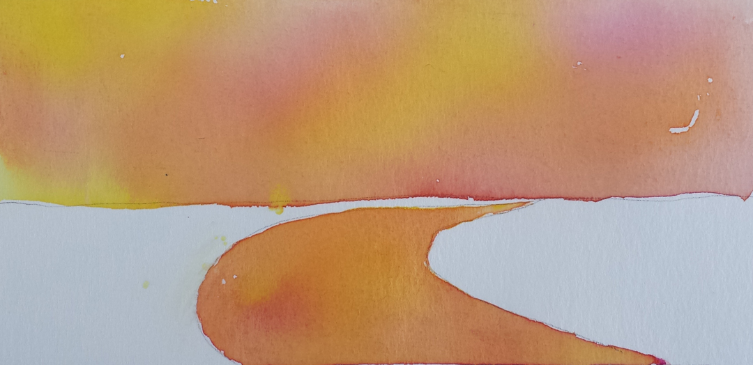 1080x524 Watercolor Washes = A Snowy Sunrise In 4 Steps Paint With Me - Watercolor Steps