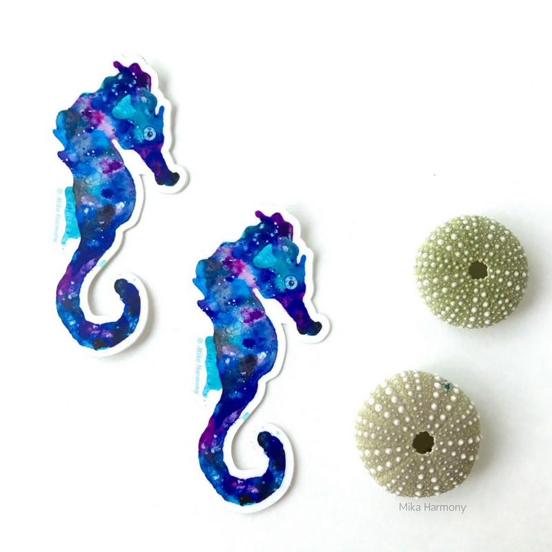 800x800 Seahorse Watercolor Vinyl Stickers Mika Harmony - Watercolor Stickers