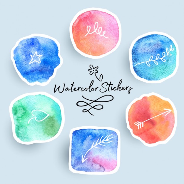 626x626 Watercolor Stickers Vector Free Download - Watercolor Stickers