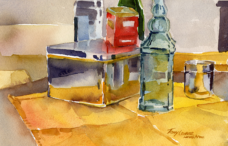 758x486 Studio Objects Ii Vermont Watercolor Artist Tony Conner - Watercolor Still Life