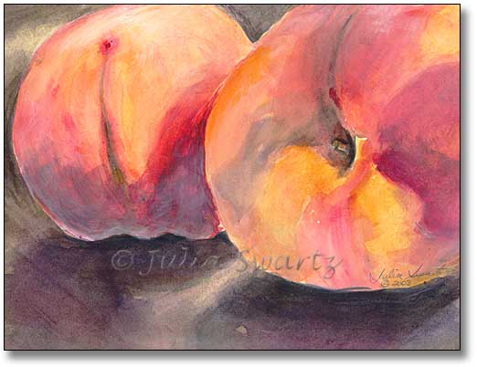 522x402 Still Life Watercolor Painting Of Peaches - Watercolor Still Life Paintings
