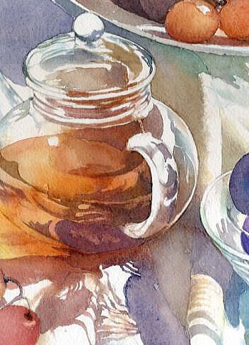 352x487 Still Life, Still Life, Tea, Sunny, Glass, Beautiful, Art - Watercolor Still Life Paintings