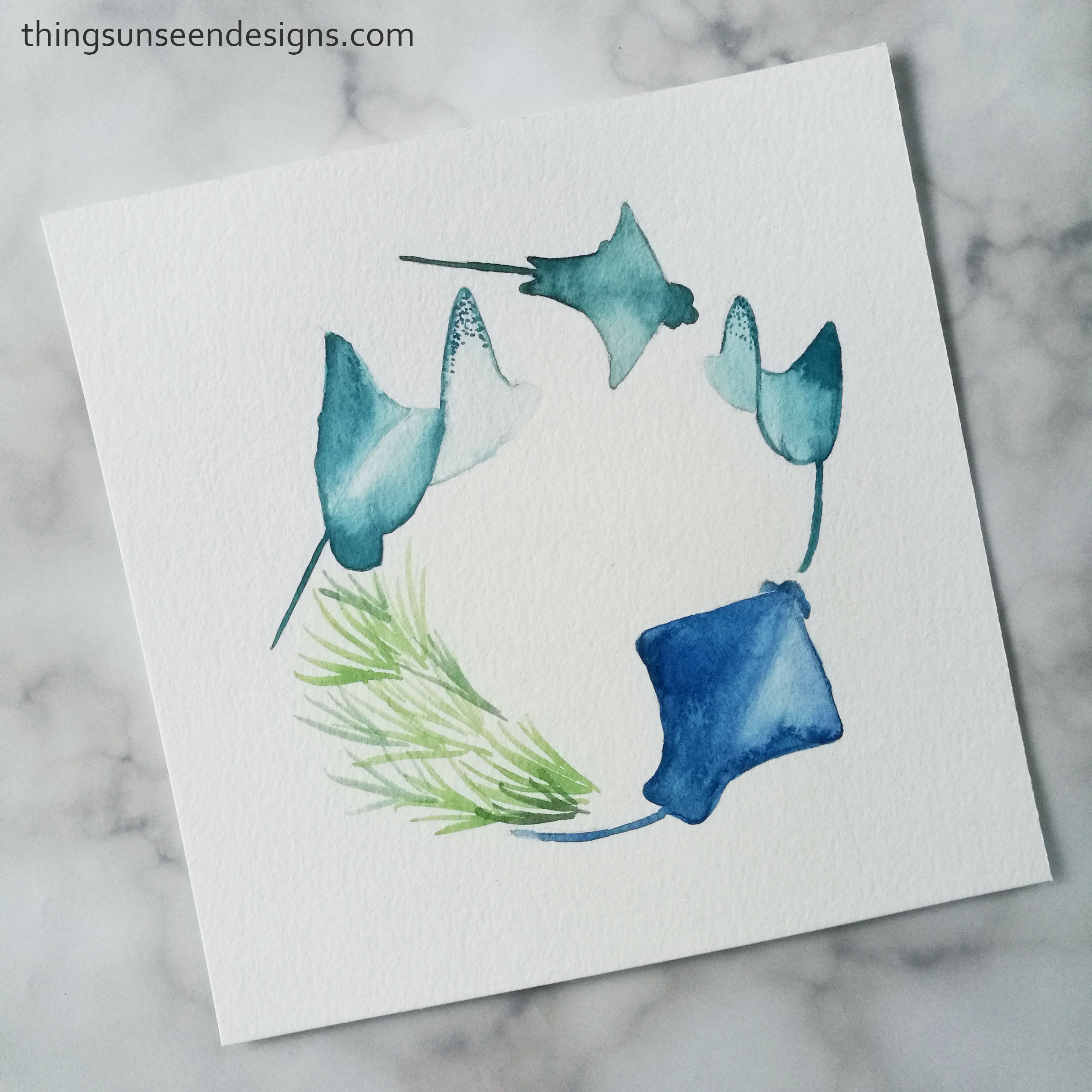 2976x2976 Watercolor Stingray Tutorial + Free Stingray Template! Things - Watercolor Stingray