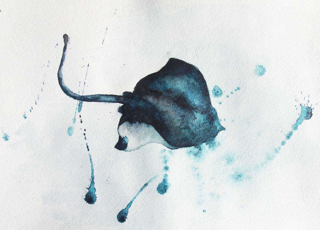 1024x734 Stingray Watercolor - Watercolor Stingray