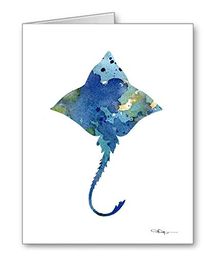 425x521 Stingray Set Of 10 Art Note Cards By Watercolor - Watercolor Stingray