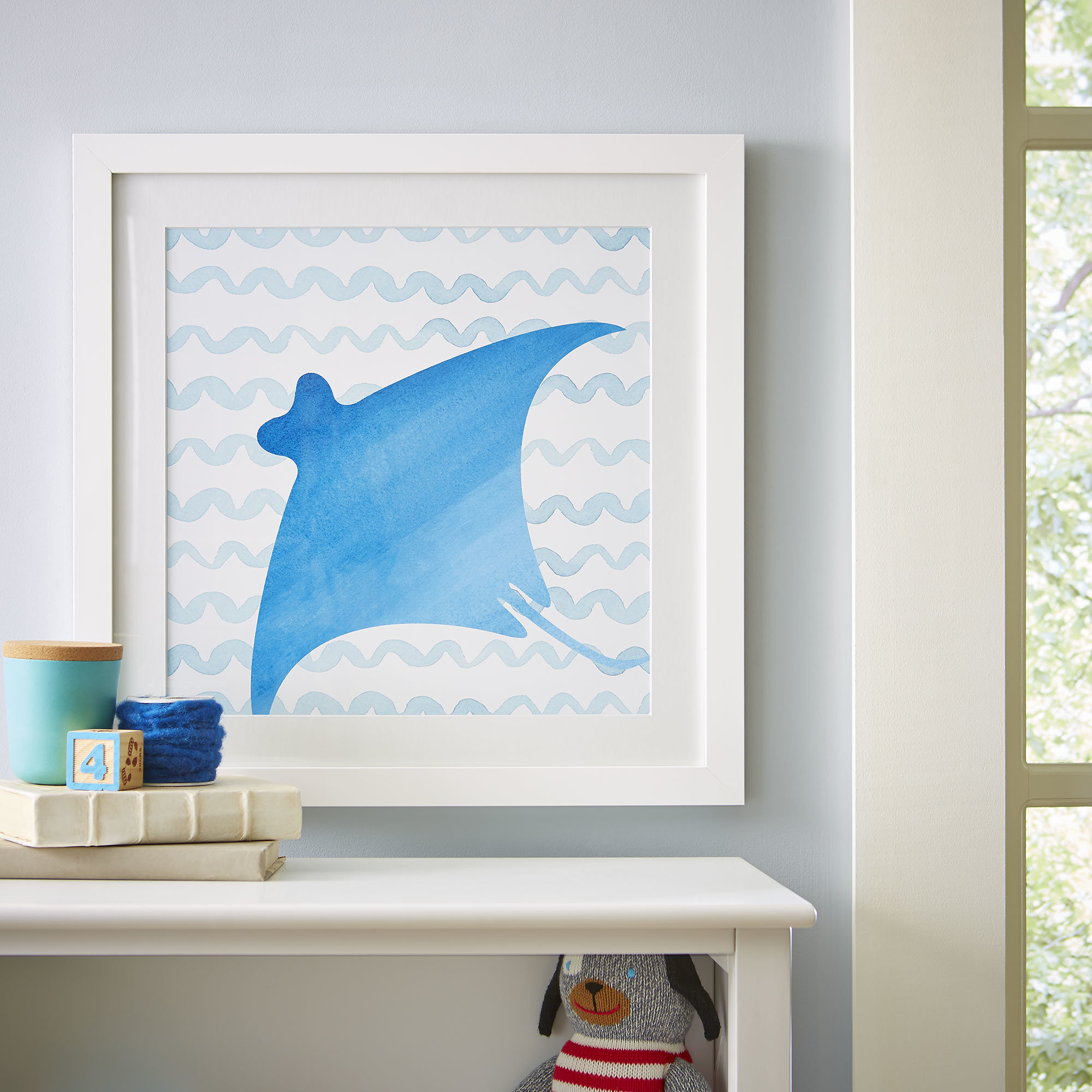 2000x2000 Birch Lane Stingray Watercolor Sea Creatures Framed Print - Watercolor Stingray