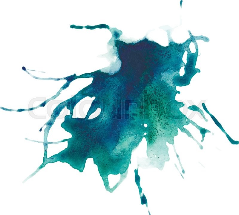 800x722 Beautiful Traced Vector Watercolor Splatter. Stain Of Blue Paint - Watercolor Stock Photo