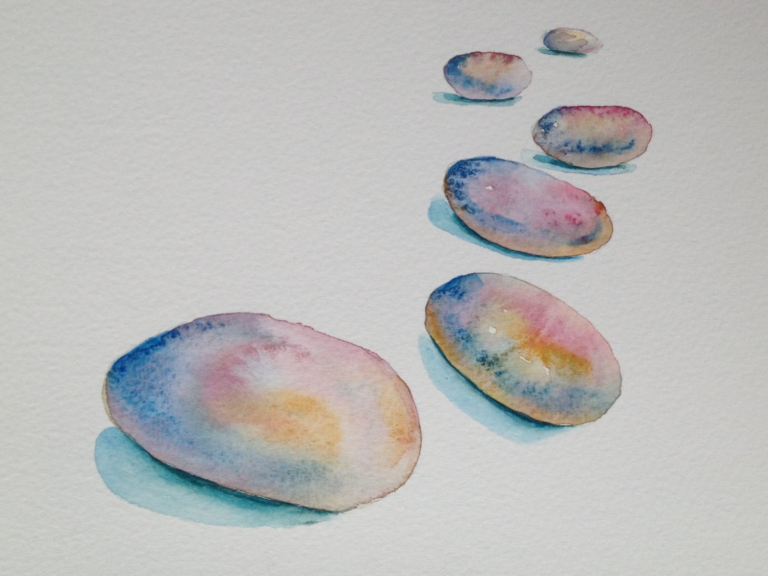 1500x1126 Original Watercolor Painting Colorful Stones Stone - Watercolor Stone