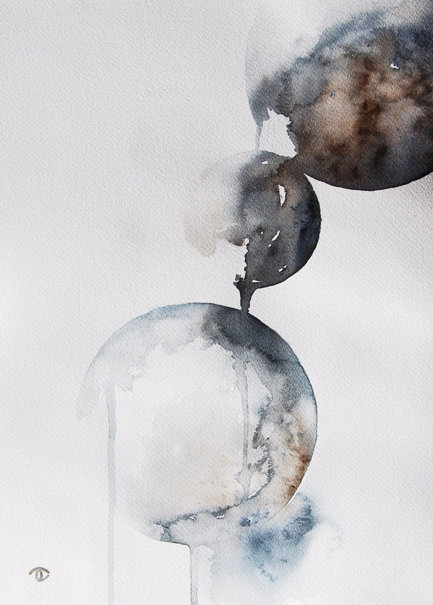 1707x2384 Watercolor And Ink Drawing Artists Abstract Stone Spheres - Watercolor Stone