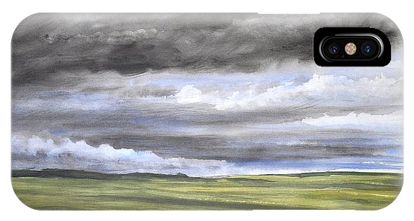 592x316 Rolling Storm Clouds Farmland Watercolor Painting Iphone X Case - Watercolor Storm Clouds