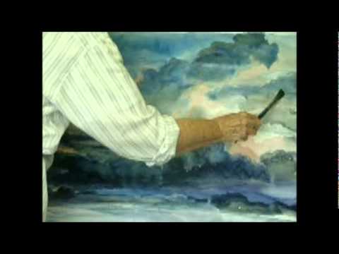 480x360 Storm Clouds Over Grass Lake In Watercolor By Millie Gift Smith - Watercolor Storm Clouds