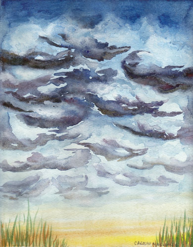 780x1000 Storm Clouds Carolyn Almendarez Art - Watercolor Storm Clouds