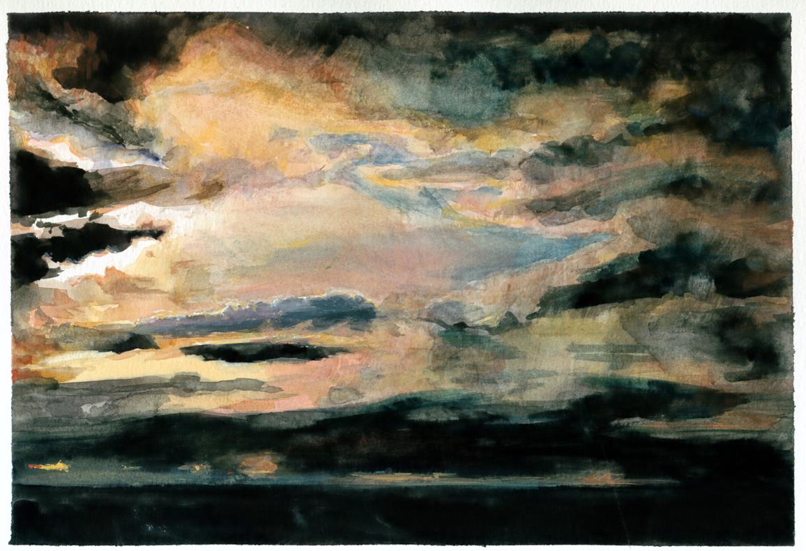 1156x791 Summer Storm On Hwy 19.jpg Sharon Gray Watercolors - Watercolor Storm Clouds