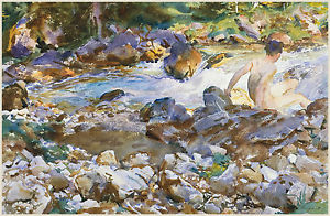 300x196 John Singer Sargent Watercolor Reproductions Mountain Stream - Watercolor Stream