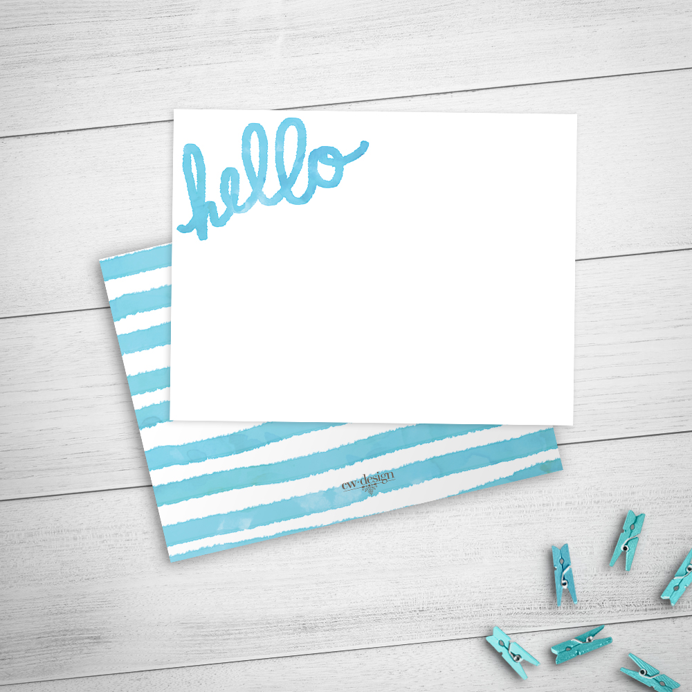 1000x1000 Watercolor Stripes Personalized Stationery Set - Watercolor Stripes